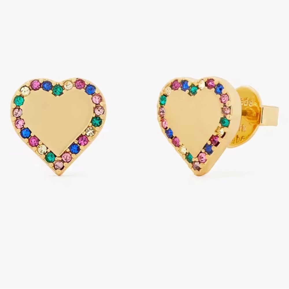 Kate Spade • Take Heart Stud Earrings • Gold Tone Multicolor KG091 ✨❤️💛💙